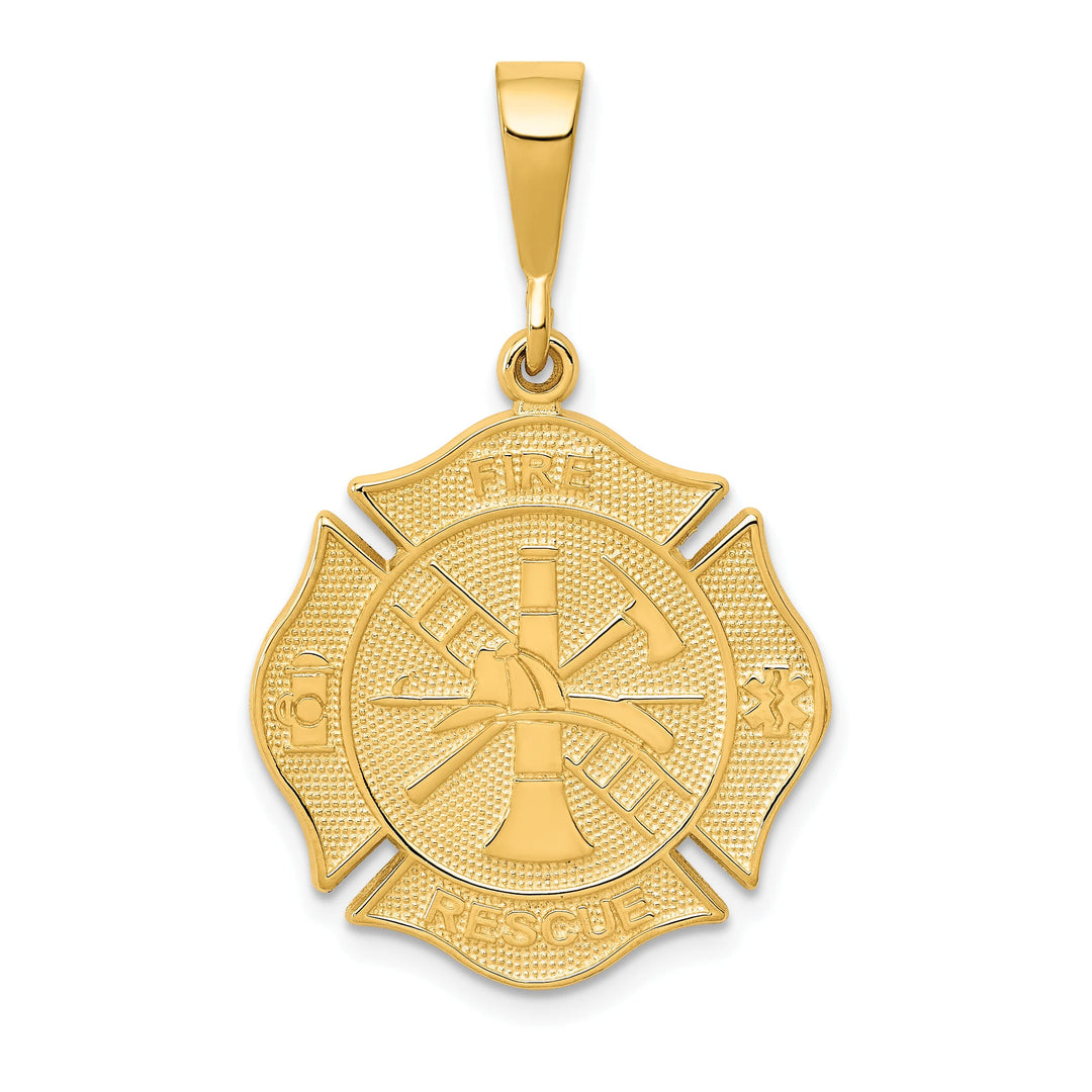 10K Yellow Gold Fire Rescue Medal Pendant