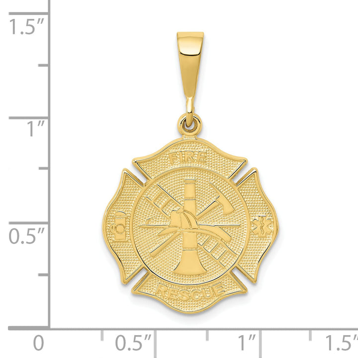 10K Yellow Gold Fire Rescue Medal Pendant