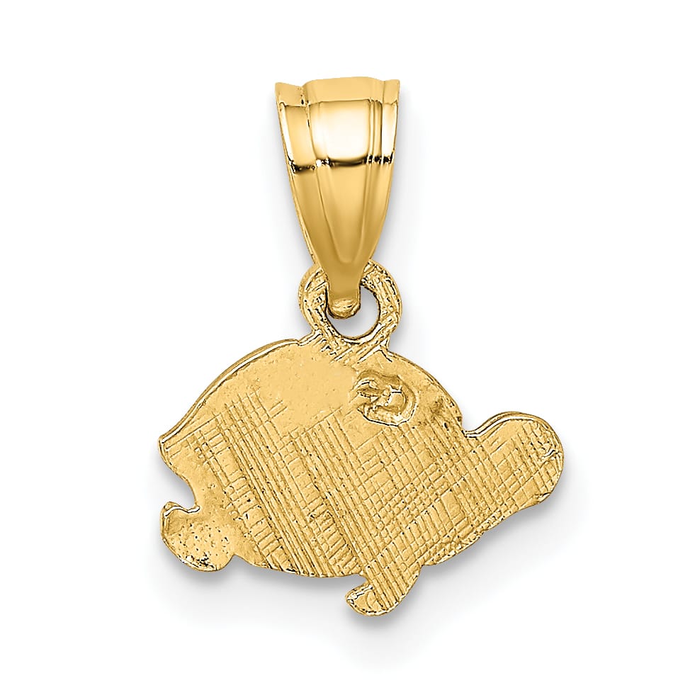 10K Yellow Gold Flat and Engraved Mini Turtle Charm