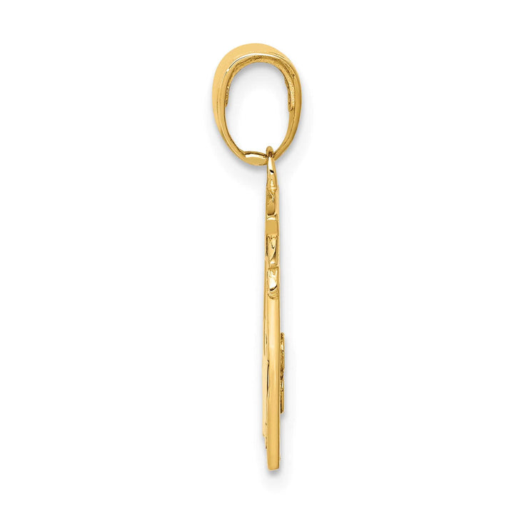 10K Yellow Gold Flat-Backed Teacher Frame with Book and Apple Pendant