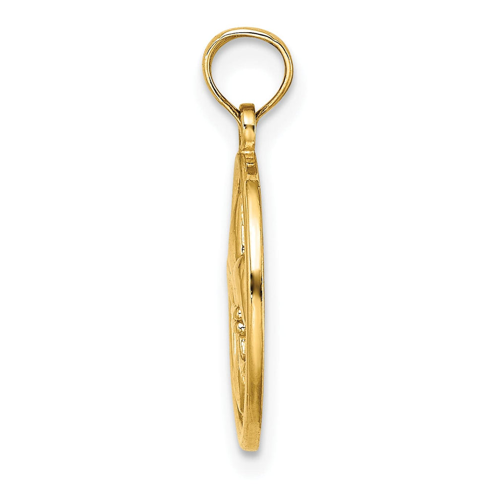 10K Yellow Gold Fleur de Lis on Oval Disc Charm