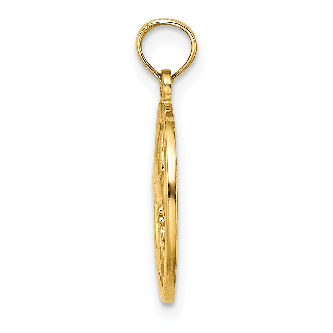 10K Yellow Gold Fleur de Lis on Oval Disc Charm