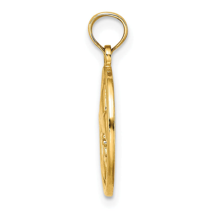 10K Yellow Gold Fleur de Lis on Oval Disc Charm