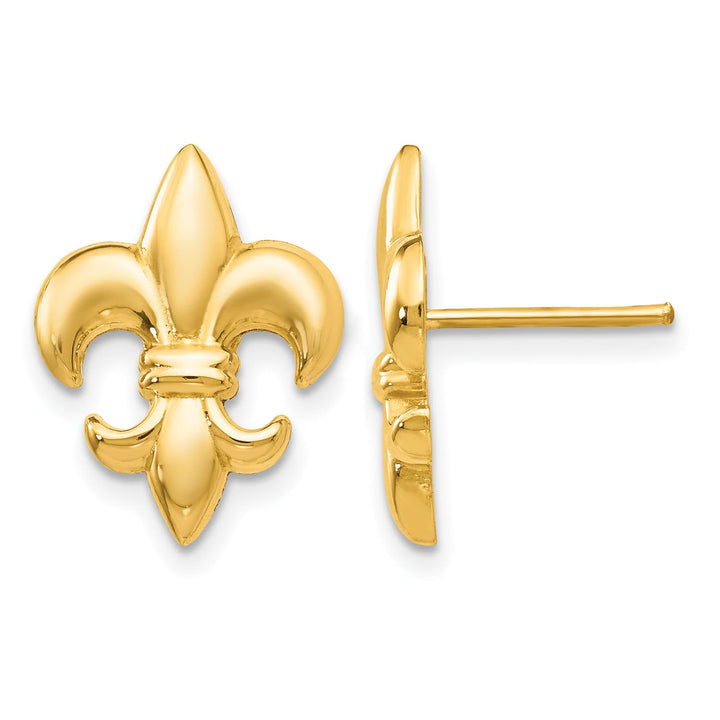 10k Yellow Gold Fleur-De-Lis Post Earrings