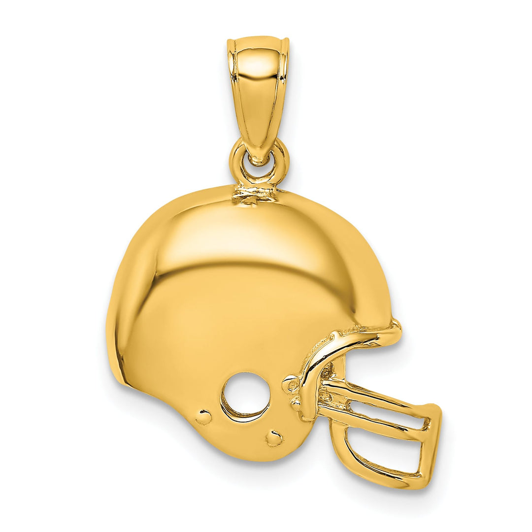 10K Yellow Gold Football Helmet Pendant, Large