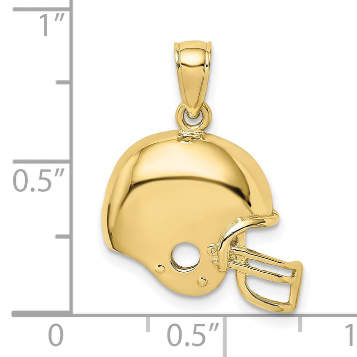 10K Yellow Gold Football Helmet Pendant, Large
