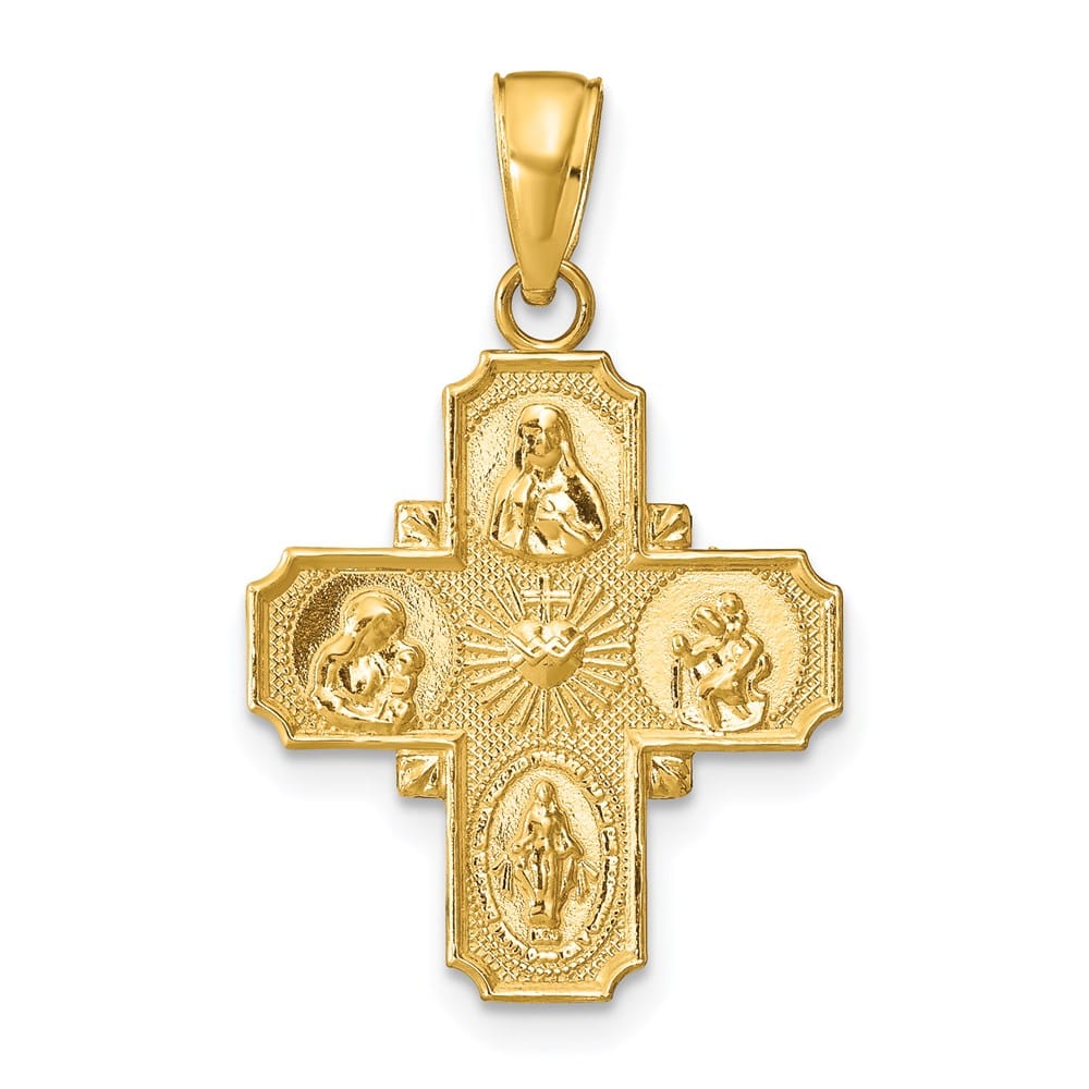 10K Yellow Gold Four Way 19.1 mm x 17.5 mm Medal