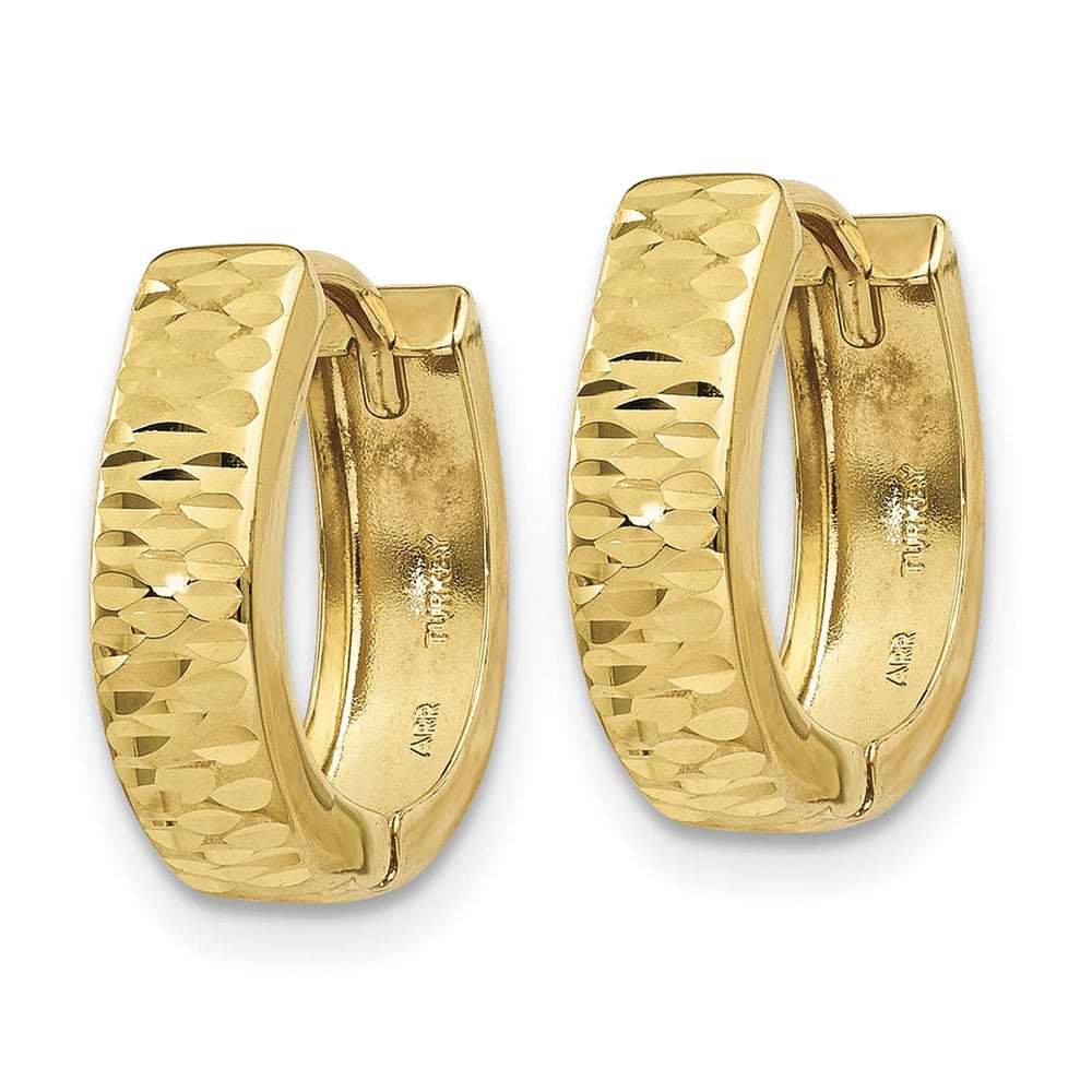10k Yellow Gold Gold Textured and Polished Hinged Hoop Earrings