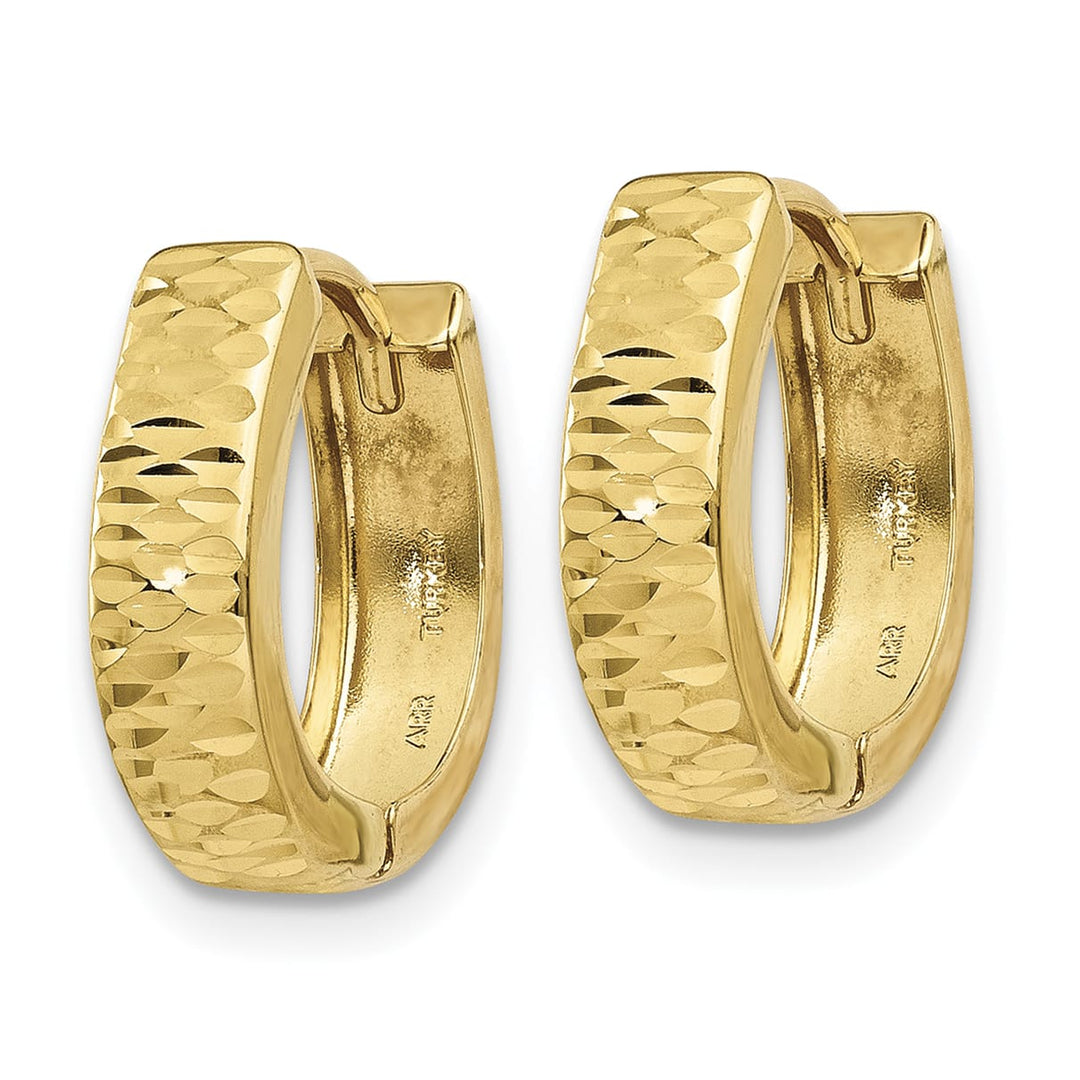 10k Yellow Gold Gold Textured and Polished Hinged Hoop Earrings