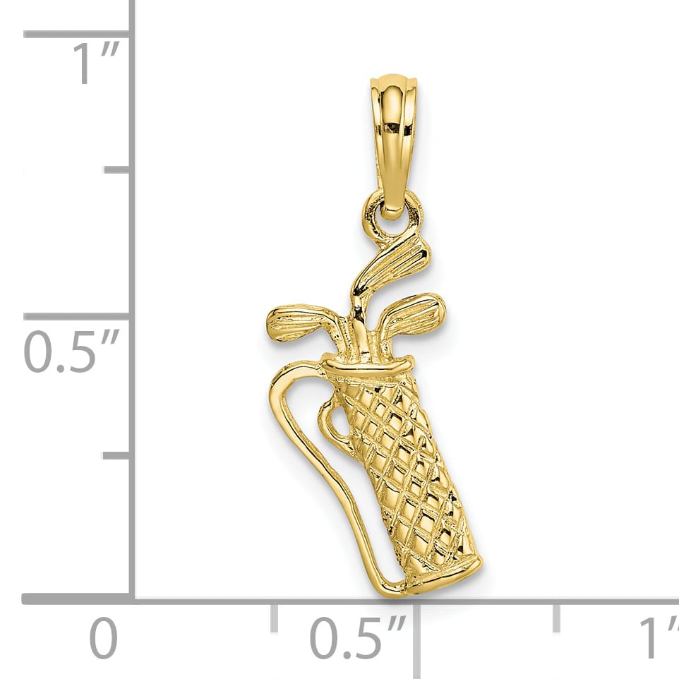 10K Yellow Gold Golf Bag with Clubs Charm