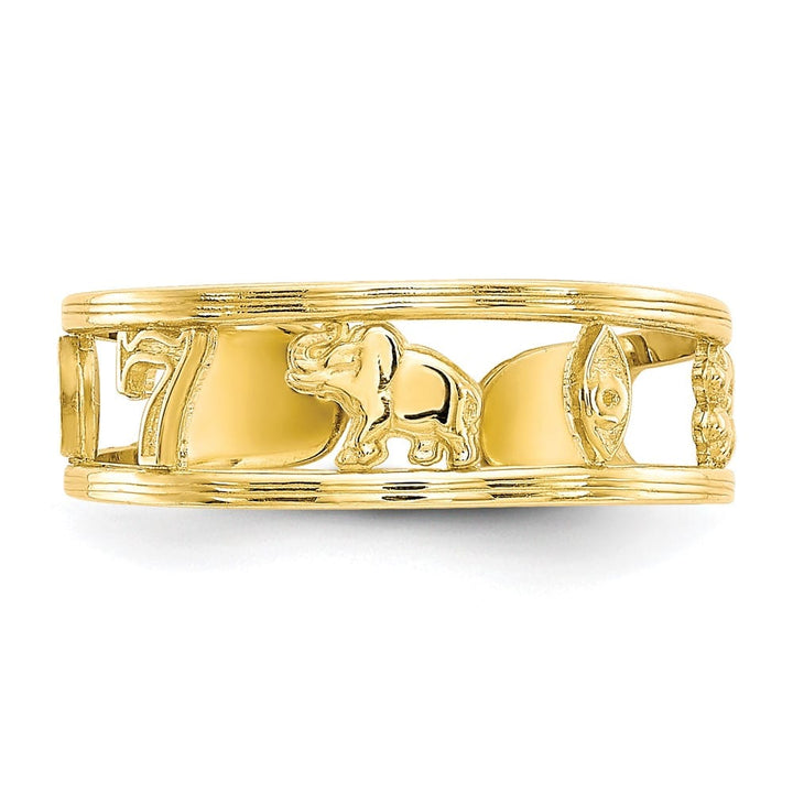 10k Yellow Gold Good Luck Symbols Toe Ring