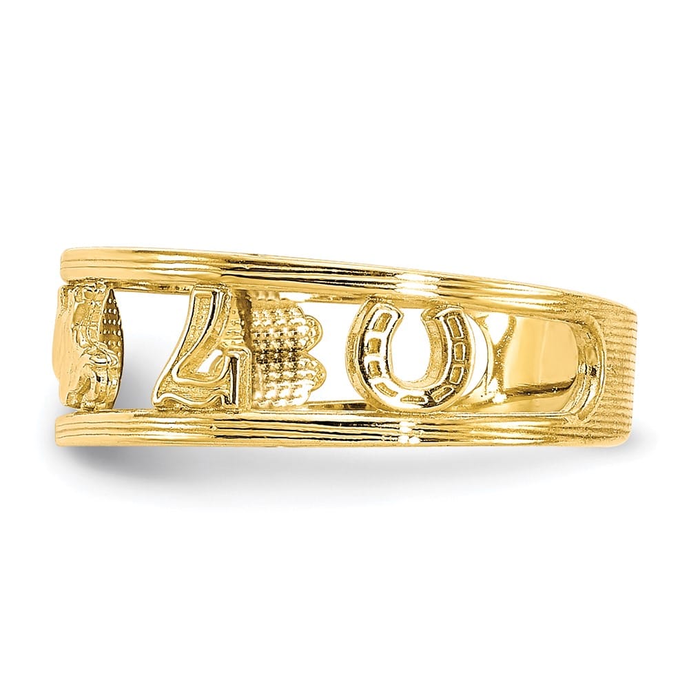 10k Yellow Gold Good Luck Symbols Toe Ring