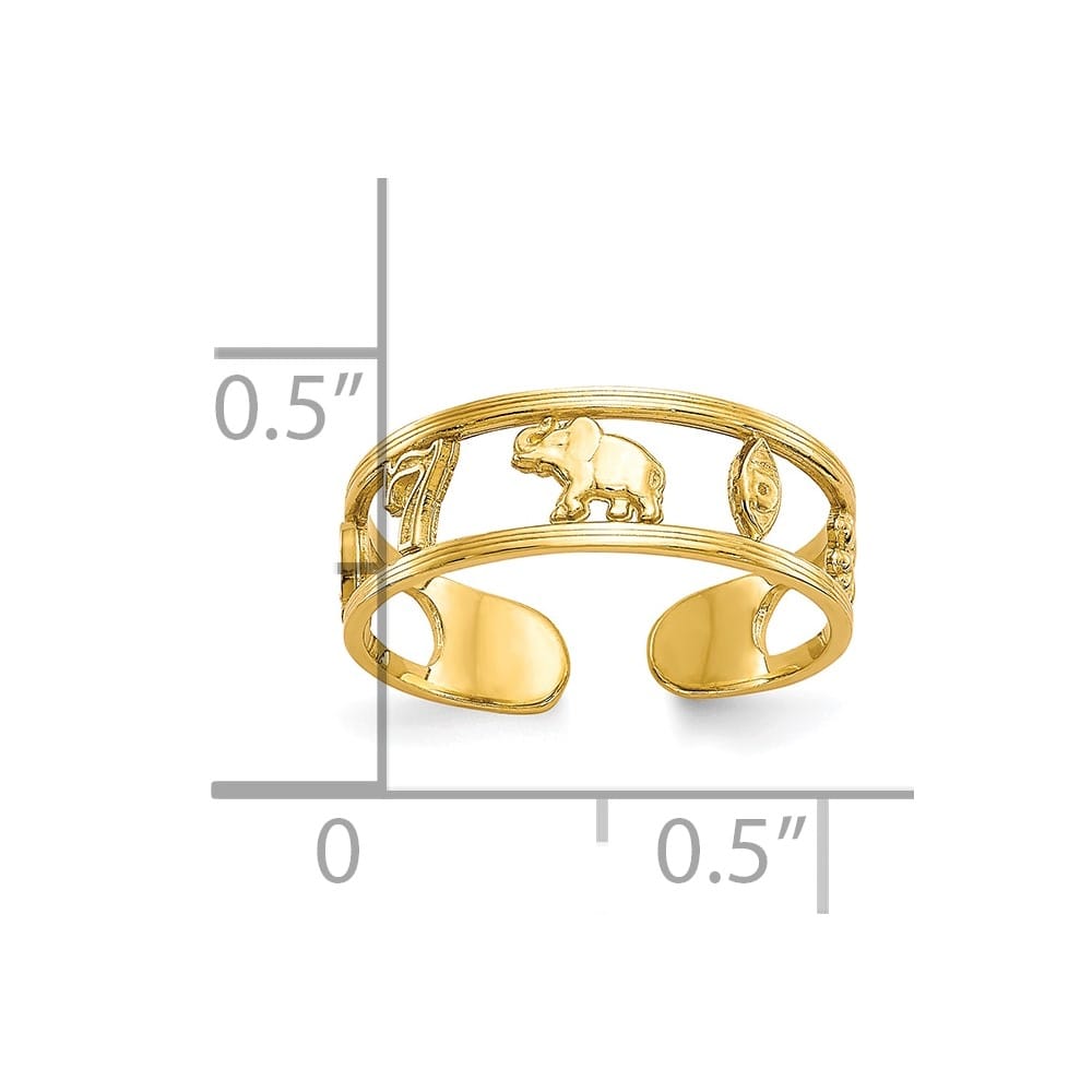 10k Yellow Gold Good Luck Symbols Toe Ring