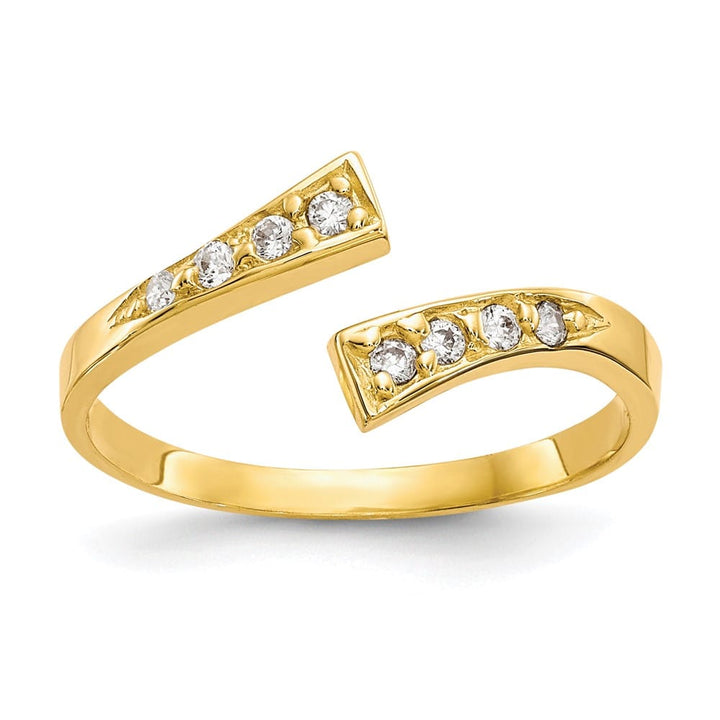 10k Yellow Gold Graduated Clear CZ Bypass Toe Ring