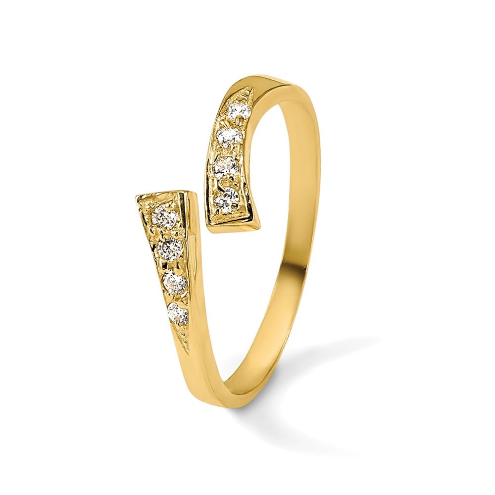 10k Yellow Gold Graduated Clear CZ Bypass Toe Ring