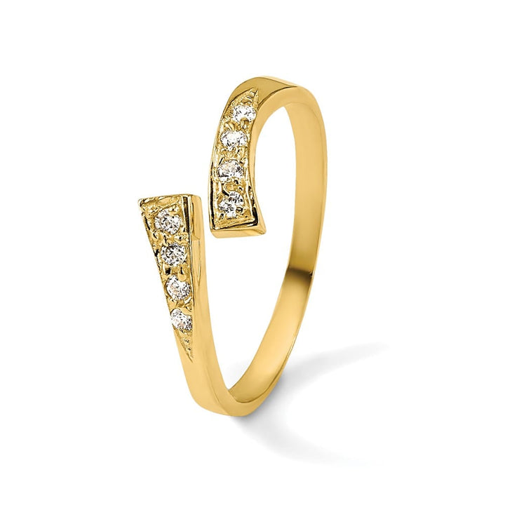 10k Yellow Gold Graduated Clear CZ Bypass Toe Ring