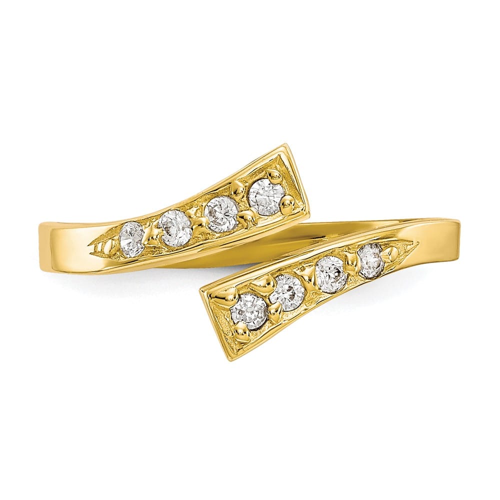 10k Yellow Gold Graduated Clear CZ Bypass Toe Ring