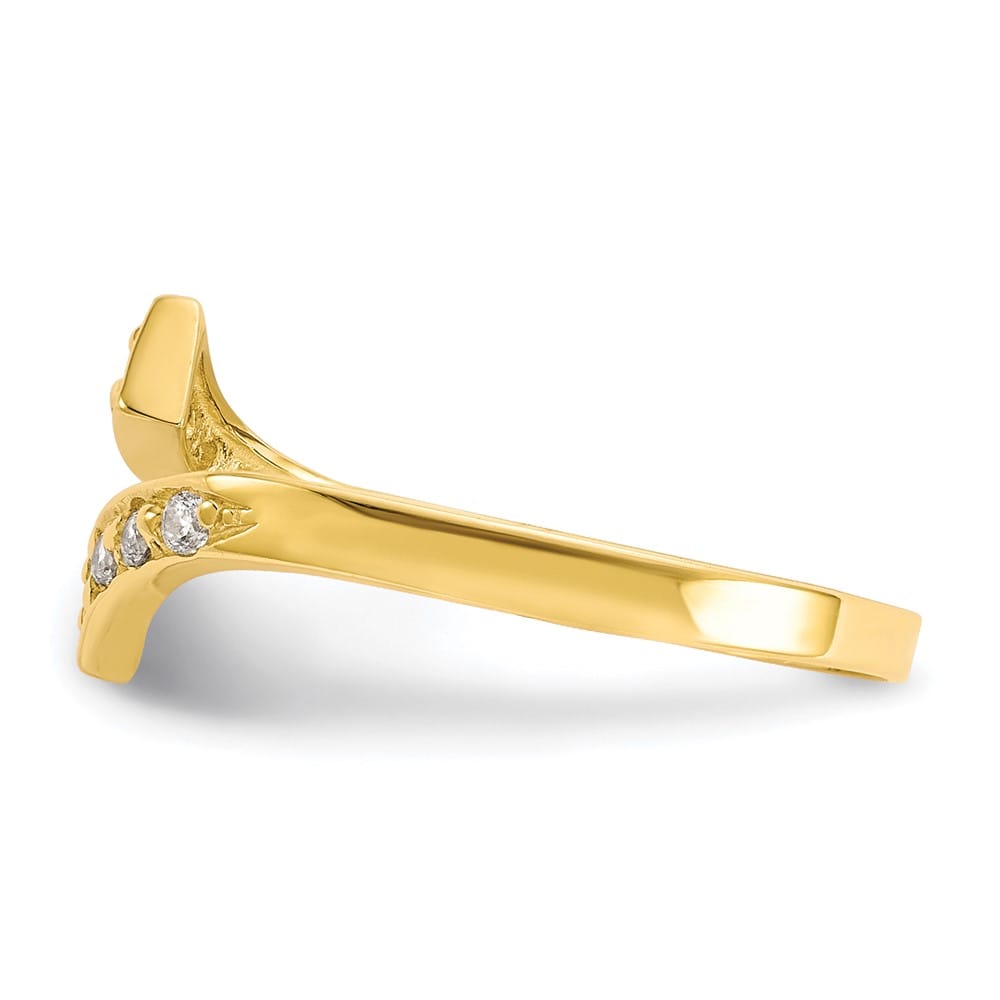 10k Yellow Gold Graduated Clear CZ Bypass Toe Ring