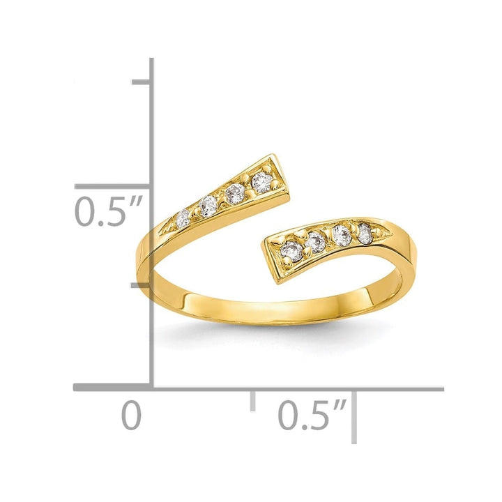 10k Yellow Gold Graduated Clear CZ Bypass Toe Ring