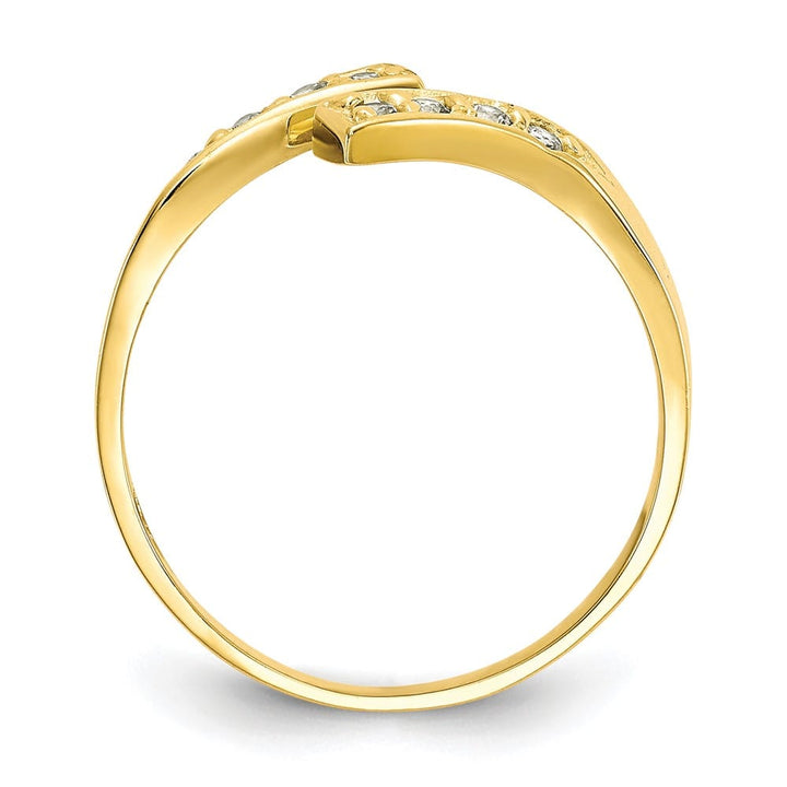 10k Yellow Gold Graduated Clear CZ Bypass Toe Ring