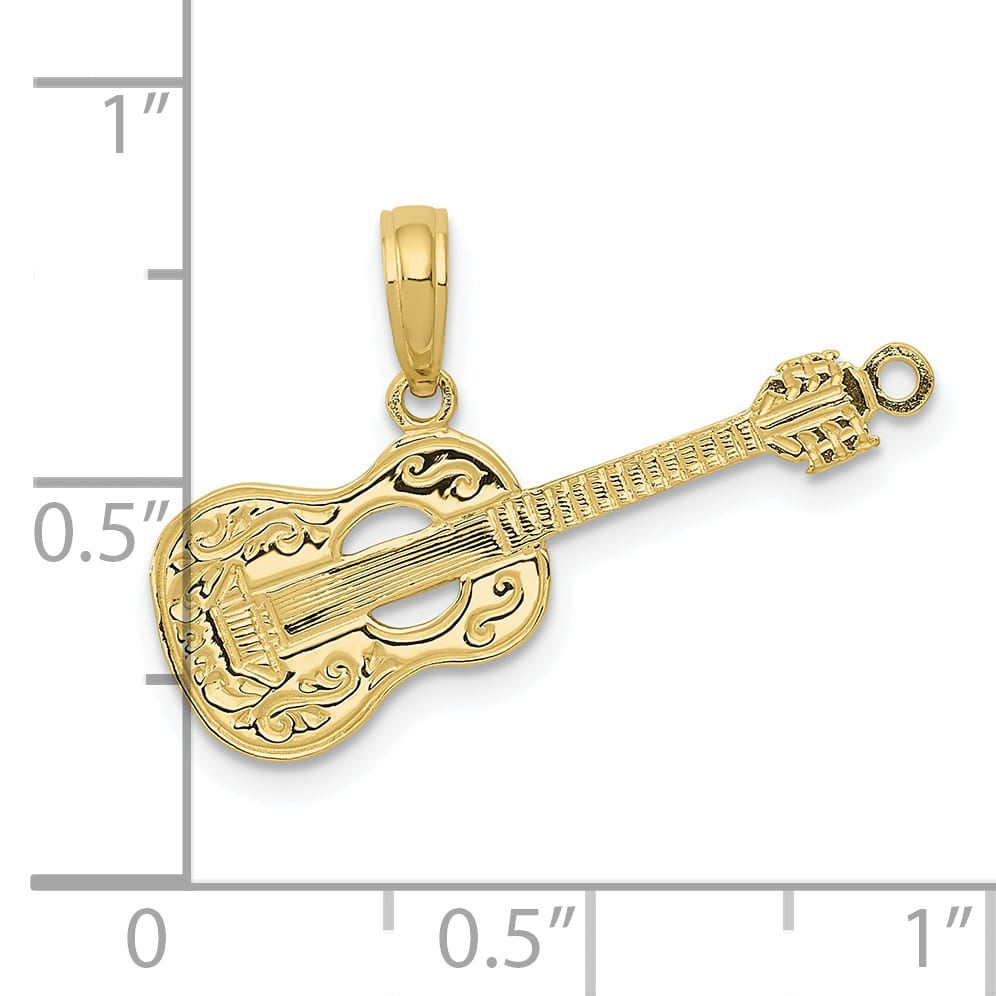 10K Yellow Gold Guitar Pendant