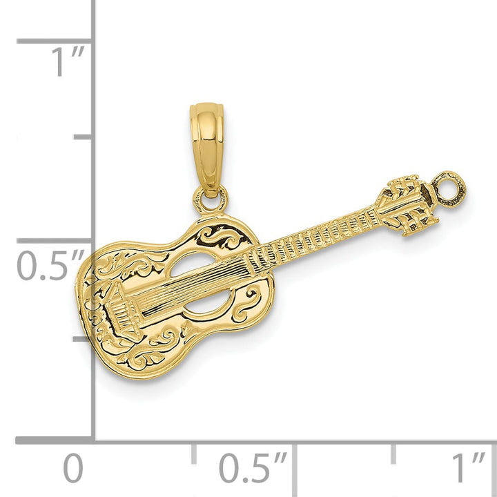 10K Yellow Gold Guitar Pendant