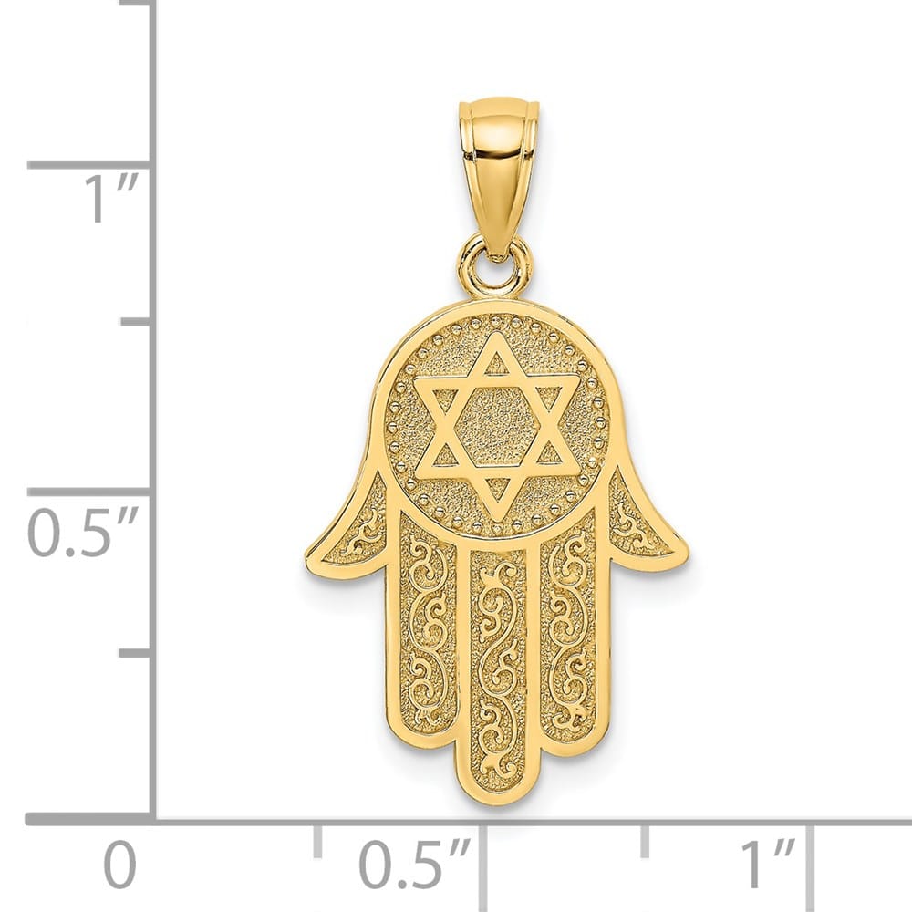 10K Yellow Gold Hamsa with Star of David Charm