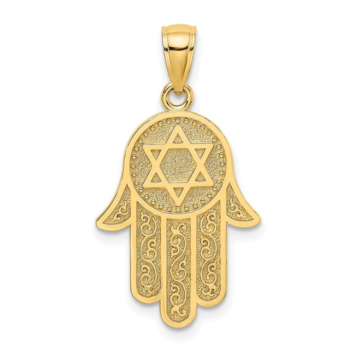 10K Yellow Gold Hamsa with Star of David Charm