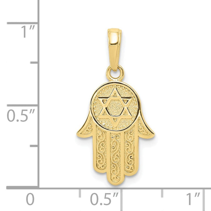 10K Yellow Gold Hamsa with Star of David Pendant