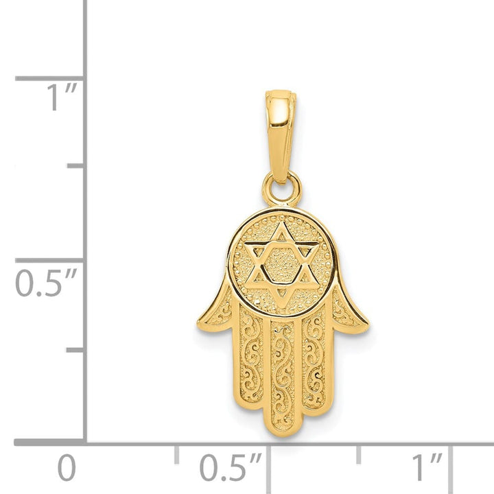 10K Yellow Gold Hamsa with Star of David Pendant