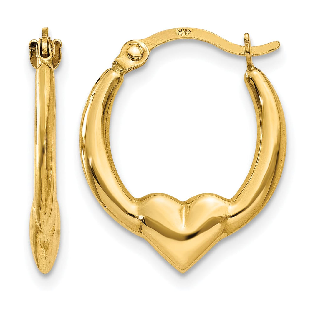 10k Yellow Gold Heart Hoop Earrings