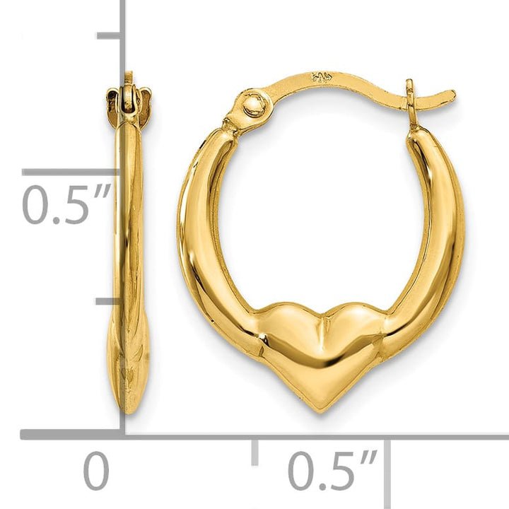 10k Yellow Gold Heart Hoop Earrings