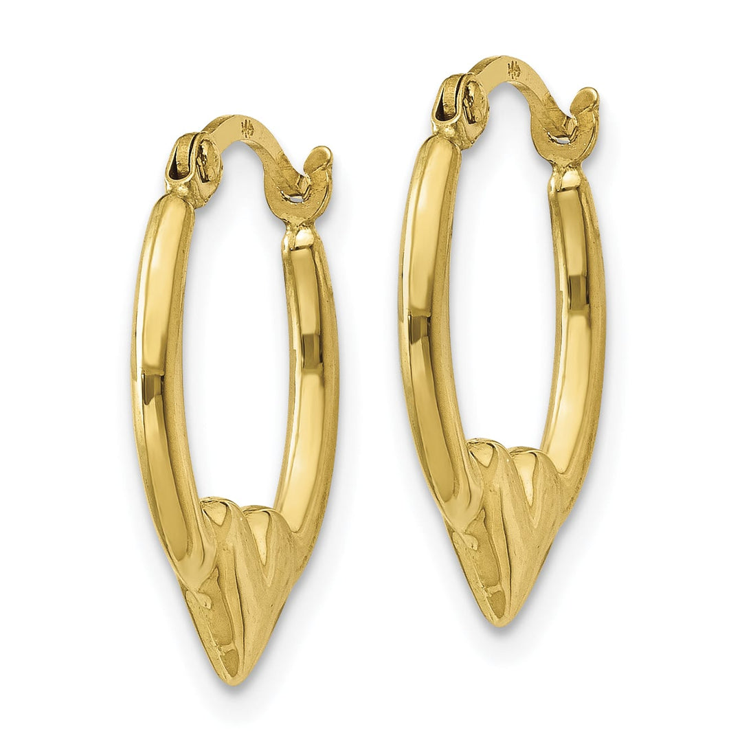 10k Yellow Gold Heart Hoop Earrings