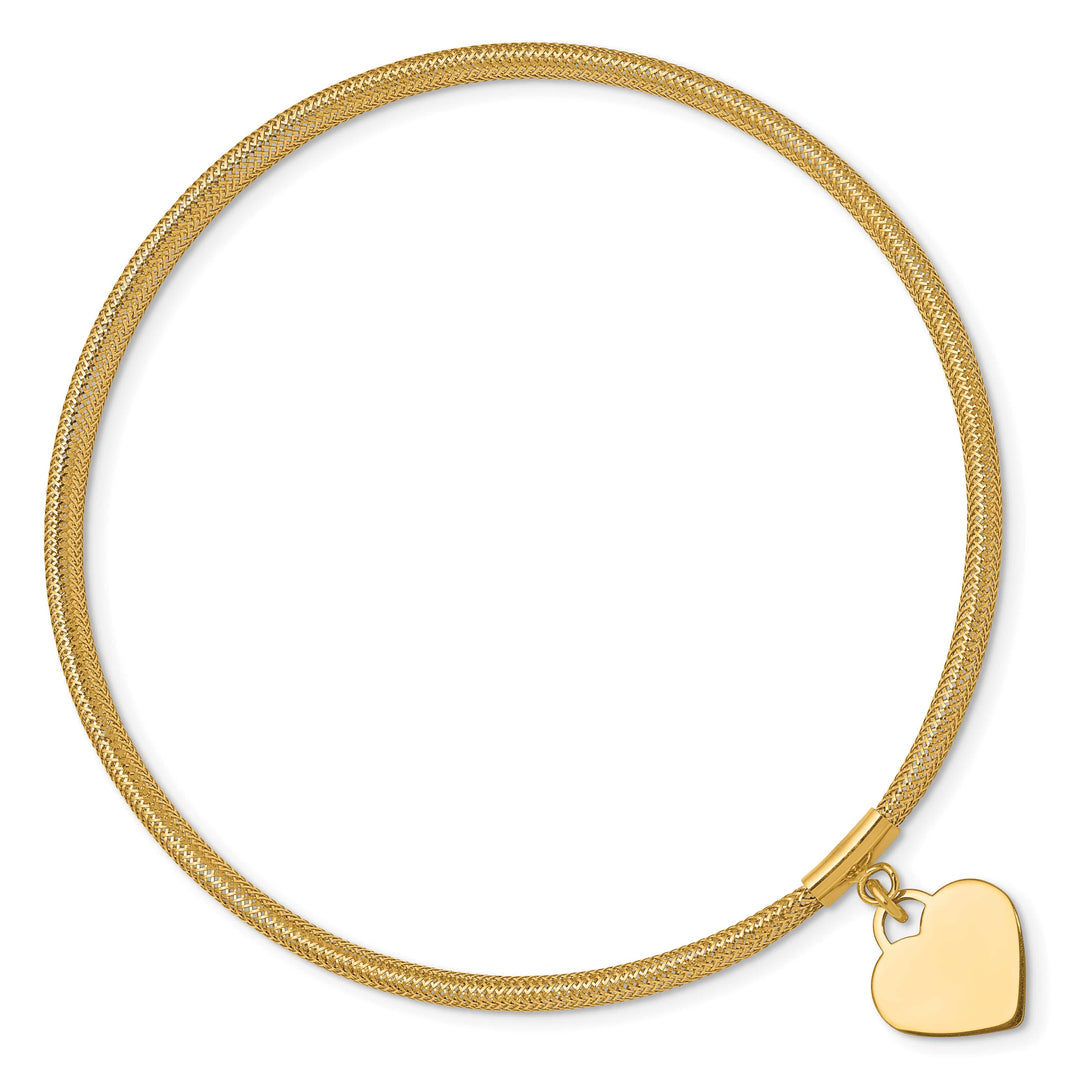 10K Yellow Gold Heart Stretch Mesh Bracelet One Size
