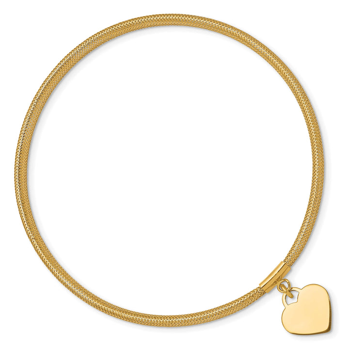 10K Yellow Gold Heart Stretch Mesh Bracelet One Size