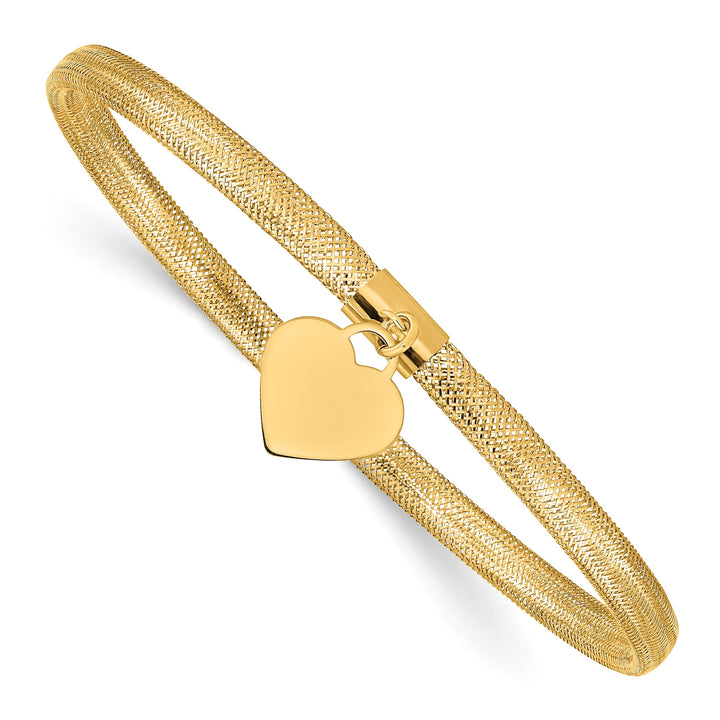 10K Yellow Gold Heart Stretch Mesh Bracelet One Size