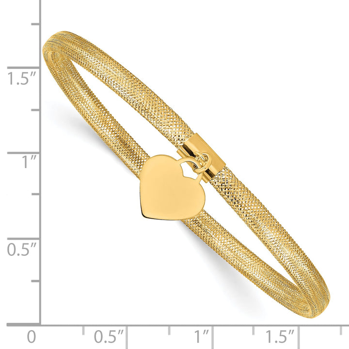 10K Yellow Gold Heart Stretch Mesh Bracelet One Size