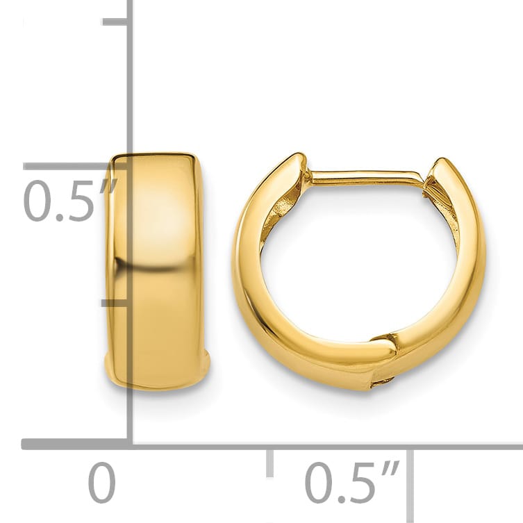 10k Yellow Gold Hinged Hoop Earrings, 12mm