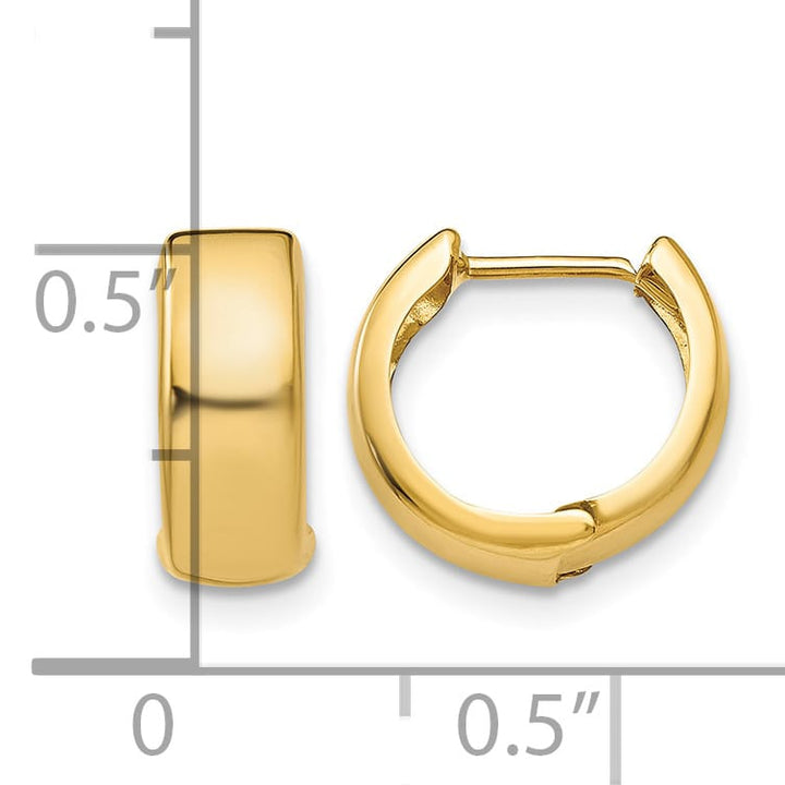 10k Yellow Gold Hinged Hoop Earrings, 12mm