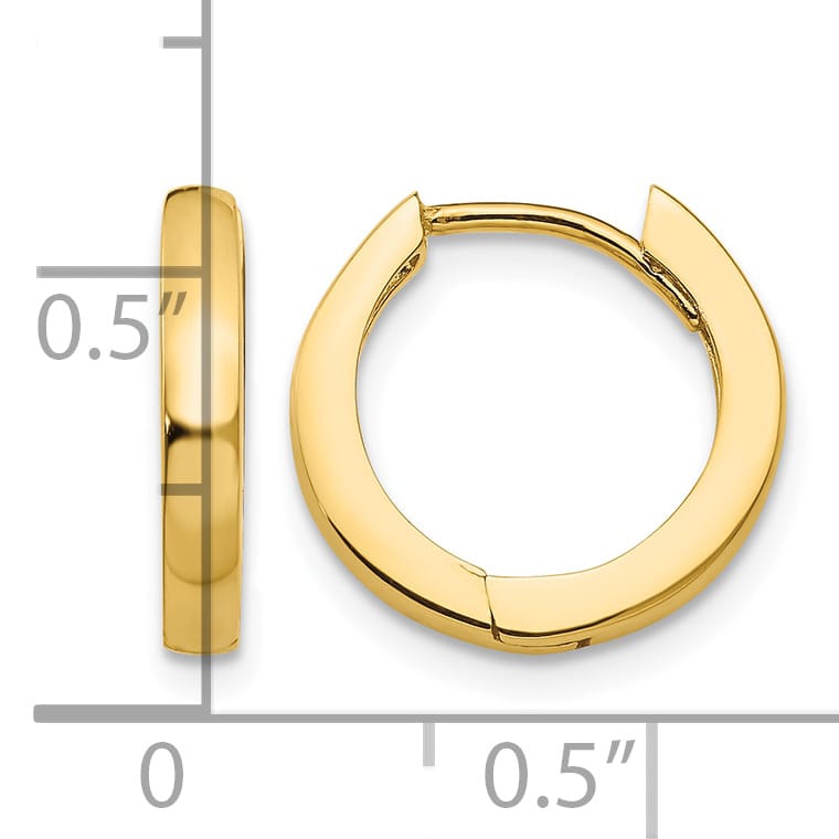 10k Yellow Gold Hinged Hoop Earrings, 13.5mm