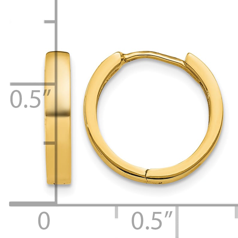 10k Yellow Gold Hinged Hoop Earrings, 14.5mm