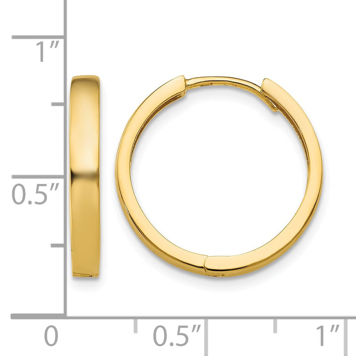 10k Yellow Gold Hinged Hoop Earrings, 18mm
