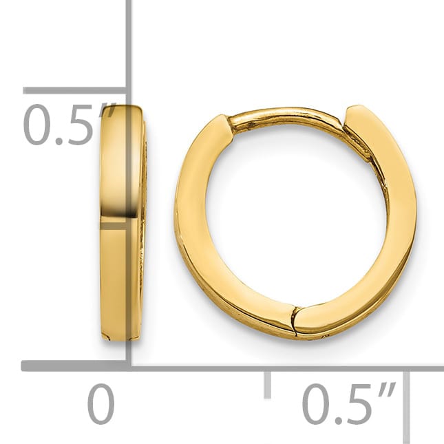 10k Yellow Gold Hinged Hoop Earrings, 8mm