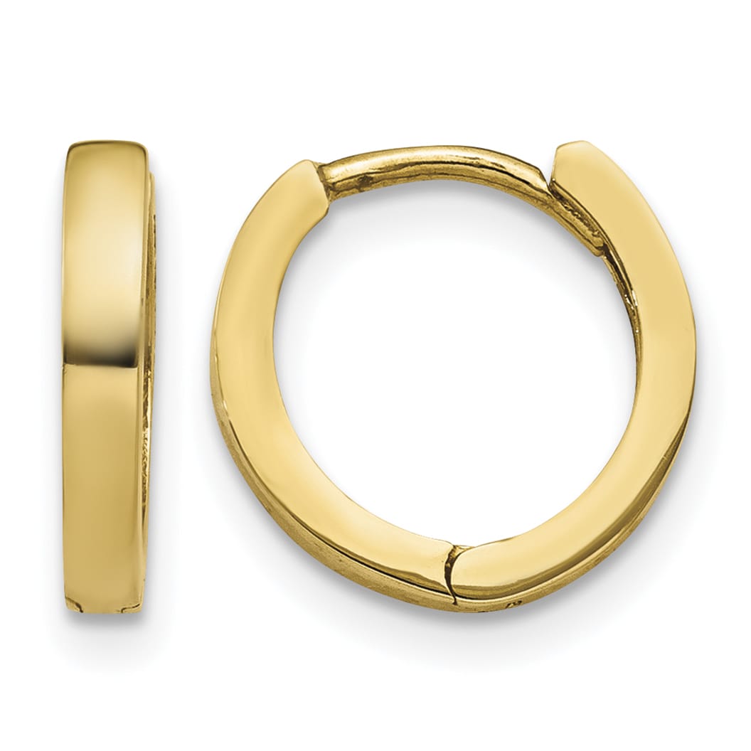 10k Yellow Gold Hinged Hoop Earrings, 8mm