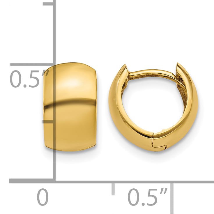 10k Yellow Gold Hinged Hoop Earrings, 9.75mm