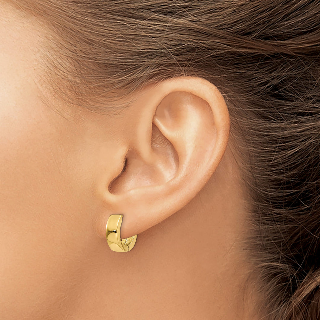 10k Yellow Gold Hinged Hoop Earrings, 9mm