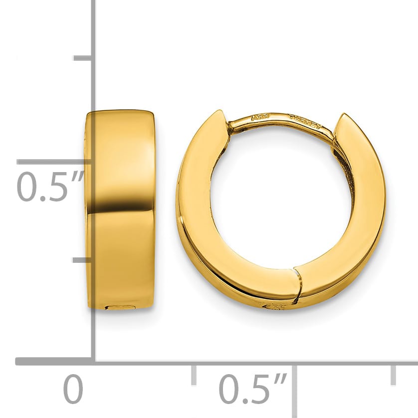 10k Yellow Gold Hinged Hoop Earrings, 9mm
