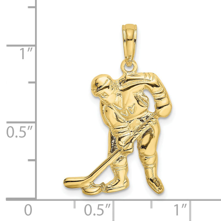 10K Yellow Gold Hockey Player with Stick and Puck Charm