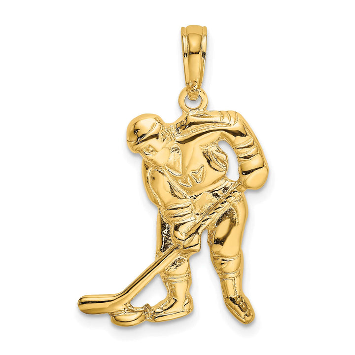 10K Yellow Gold Hockey Player with Stick and Puck Charm