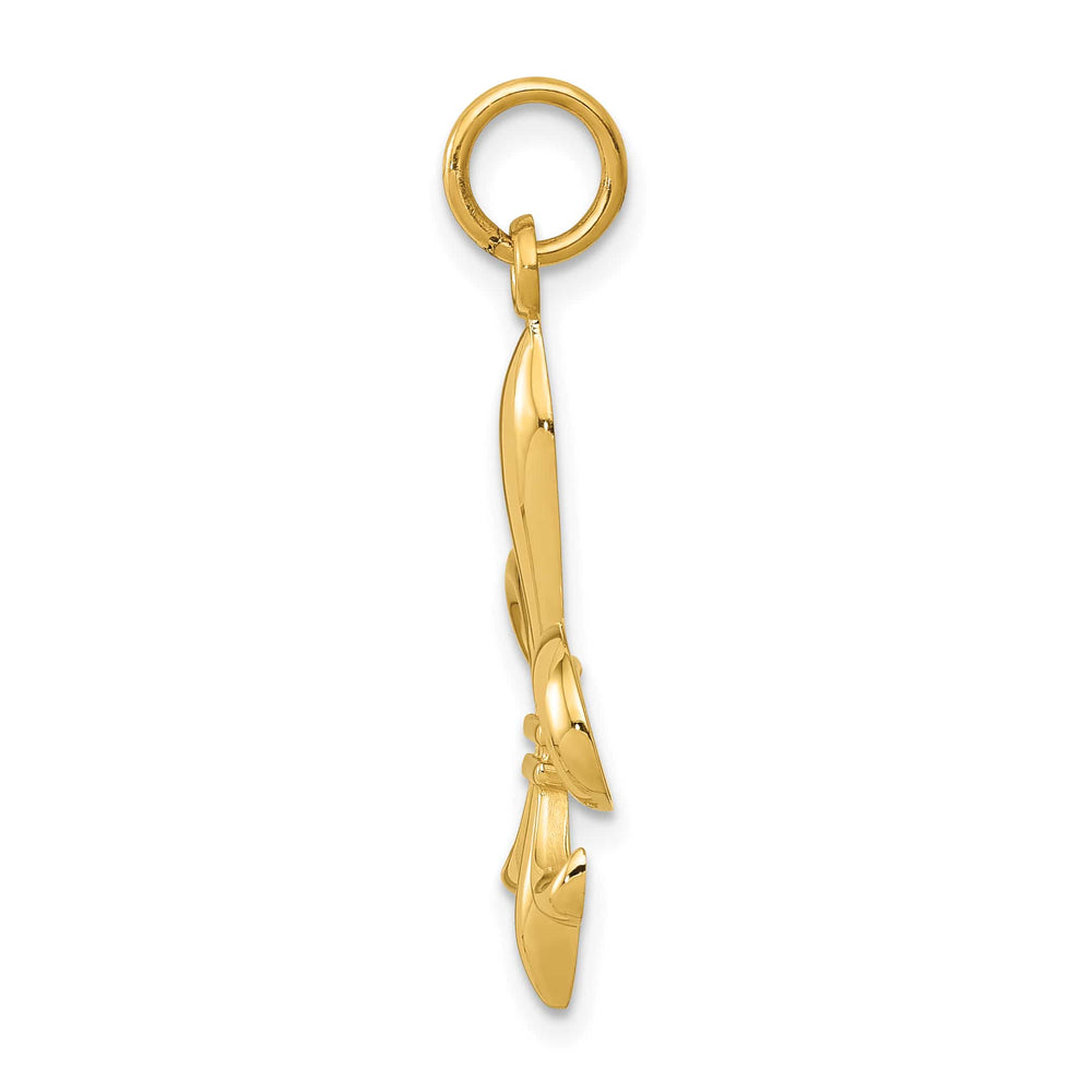 10K Yellow Gold Hollow Fleur De Lis Charm